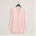 Women's Lightweight Cardigan Summer Long Open Front Button Down Trendy Loose Outwear with Pockets - front view