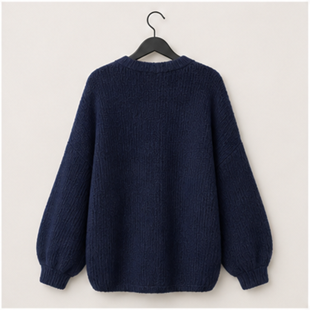 Women's Oversized Cardigan Sweaters Fall Long Lantern Sleeve Knit Open Front Lightweight Sweater - back view