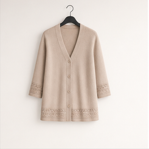 Women Casual 3/4 Sleeve Lightweight Cardigans Summer Spring Button Down Sweater Tops - front view